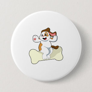 Dog with Bone 7.5 Cm Round Badge
