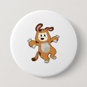 Dog with Bone as Rabbit 7.5 Cm Round Badge