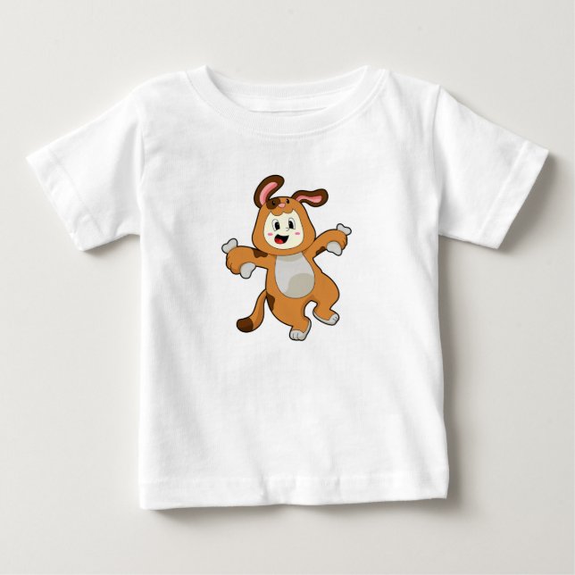 Dog with Bone as Rabbit Baby T-Shirt (Front)