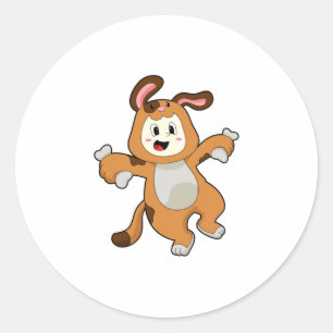 Dog with Bone as Rabbit Classic Round Sticker