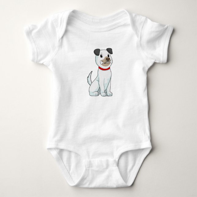 Dog with Bone Baby Bodysuit (Front)
