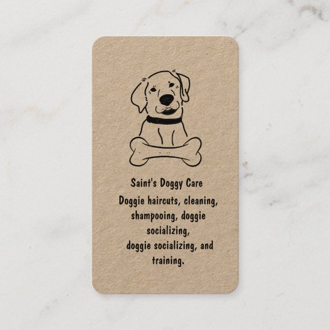 Dog with Bone Kraft Paper Business Card (Front)