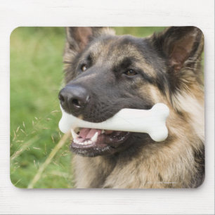 Dog with bone mouse mat