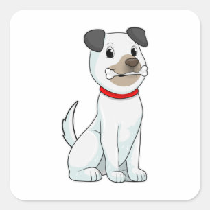 Dog with Bone Square Sticker