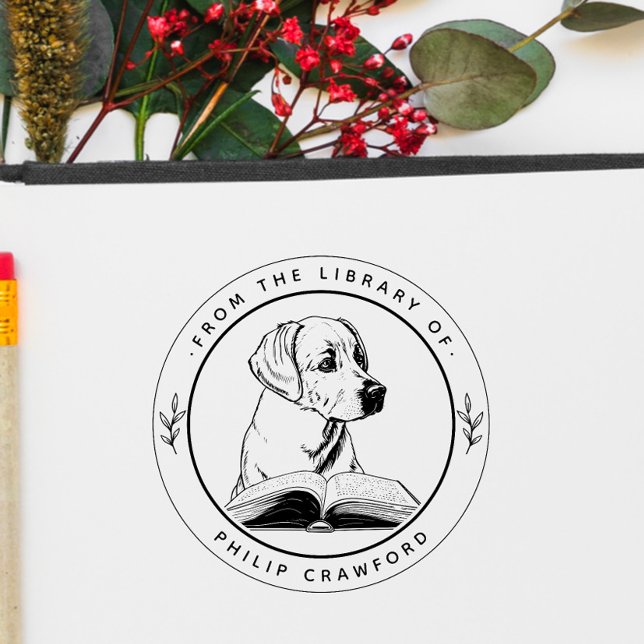 Dog with Book From The Library Of Self-inking Stamp (Creator Uploaded)