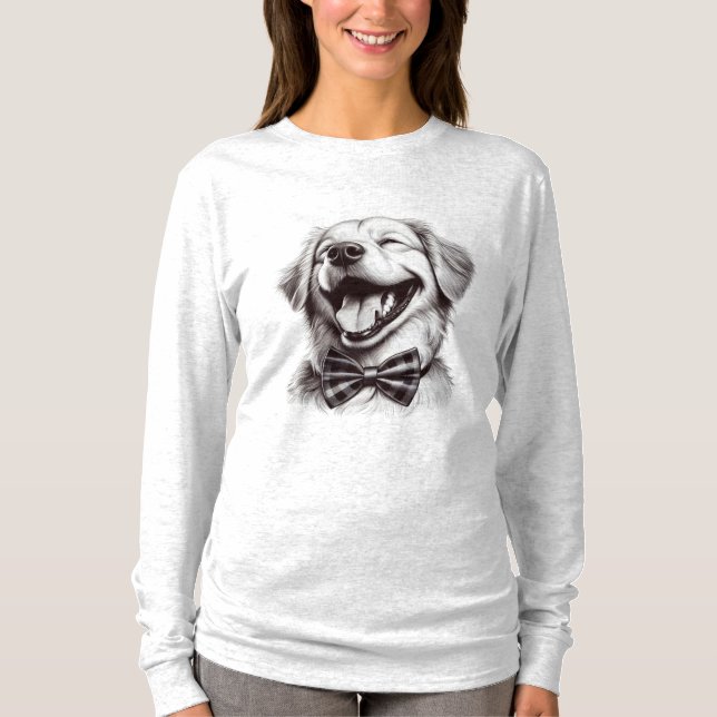 dog with bow tie laughing T-Shirt (Front)