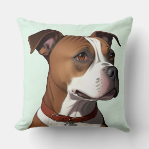 Dog With Brown and White Coat and Collar Cushion