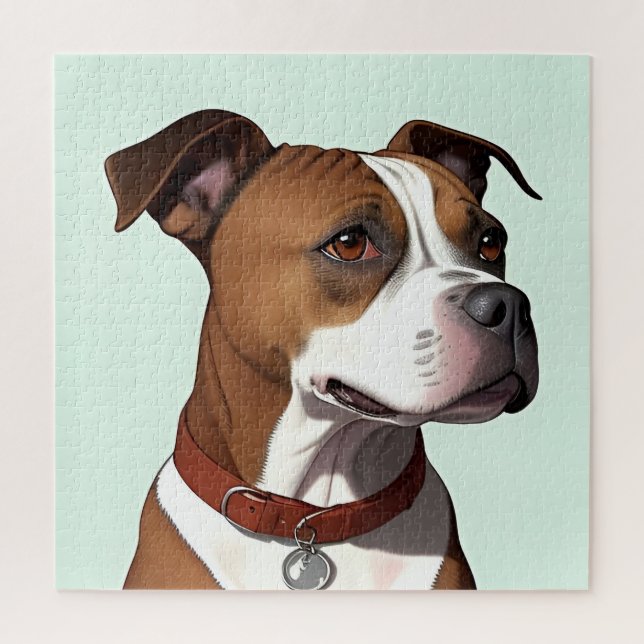 Dog With Brown and White Coat and Collar Jigsaw Puzzle (Vertical)