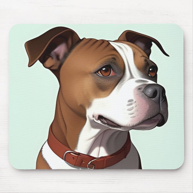 Dog With Brown and White Coat and Collar Mouse Mat (Front)