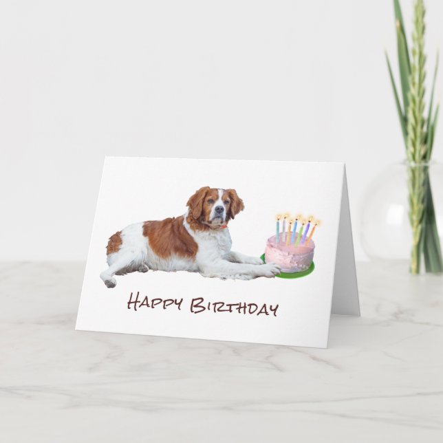 Dog with Cake Birthday Card (Front)