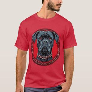 Dog with Chain Collar and Bold Background T-Shirt