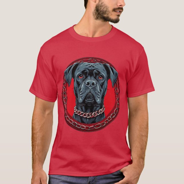 Dog with Chain Collar and Bold Background T-Shirt (Front)