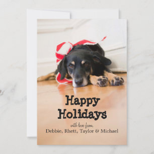 Dog with Christmas ribbons Holiday Card