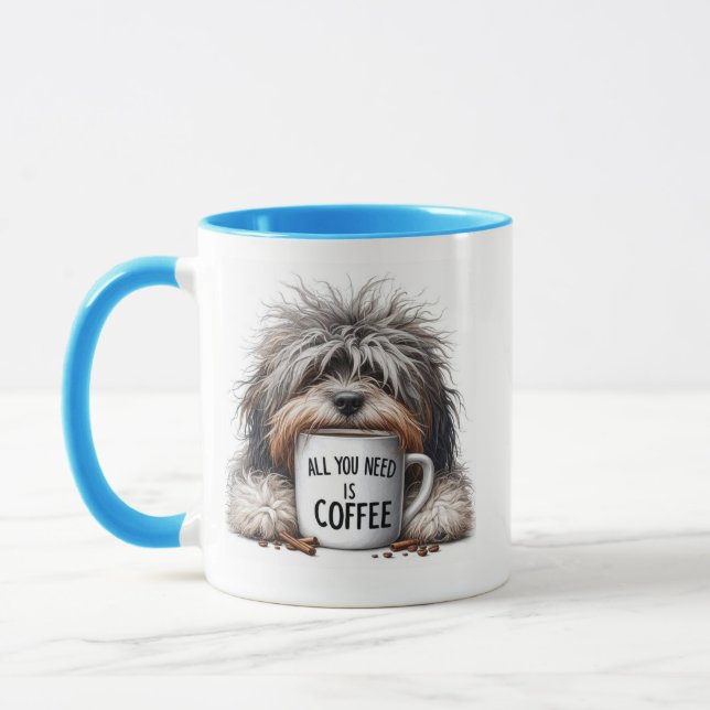 Dog with cup of coffee (Left)
