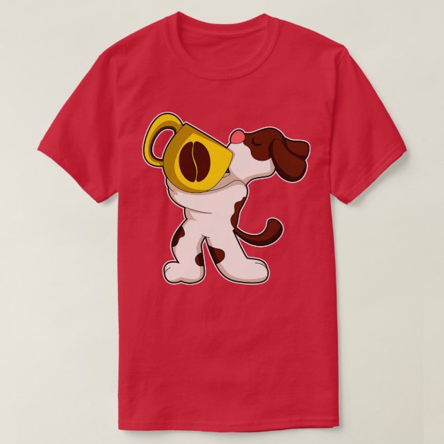 Dog with Cup of Coffee 1 T-Shirt (Design Front)