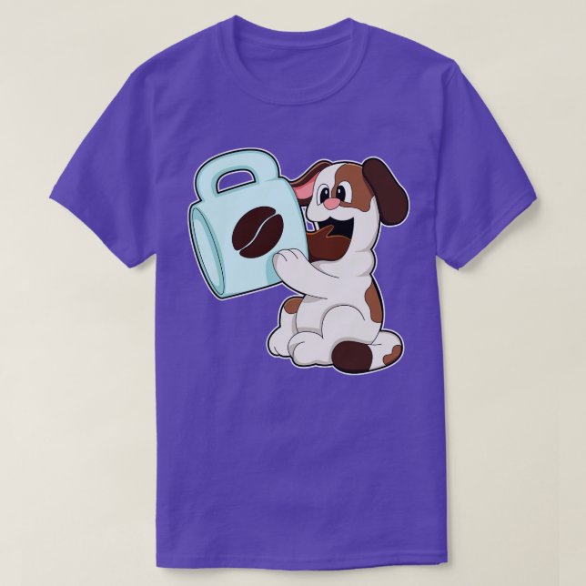 Dog with Cup of Coffee 3 T-Shirt (Design Front)