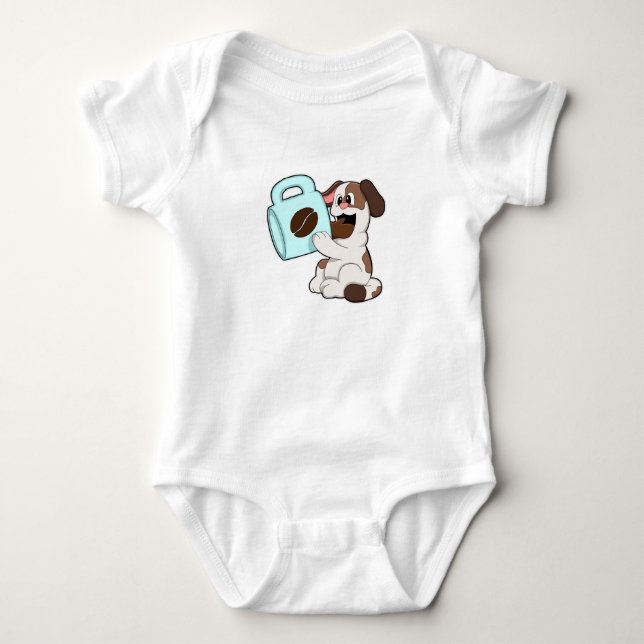 Dog with Cup of Coffee Baby Bodysuit (Front)