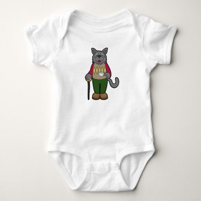 Dog with Cup of Coffee Baby Bodysuit (Front)