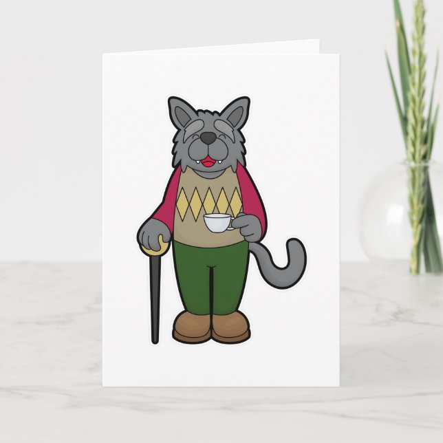 Dog with Cup of Coffee Card (Front)