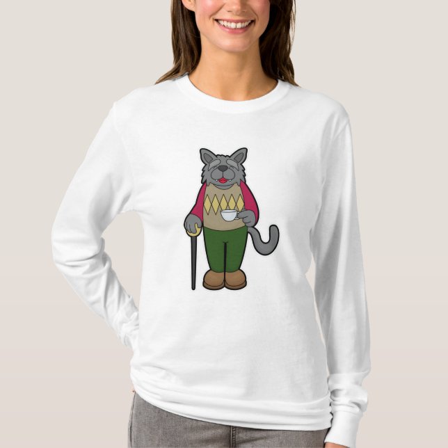 Dog with Cup of Coffee T-Shirt (Front)