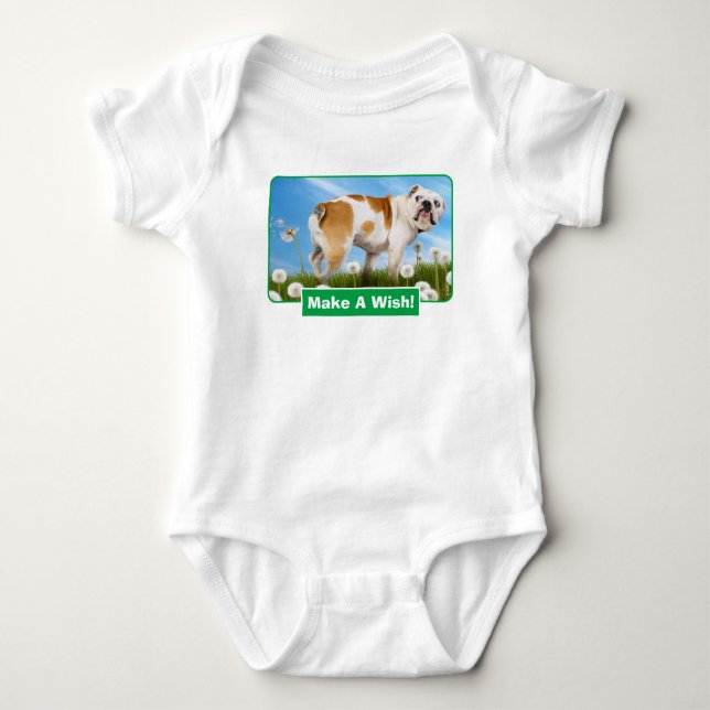 Dog With Dandelion Baby Bodysuit (Front)