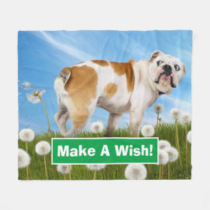 Dog With Dandelion Fleece Blanket
