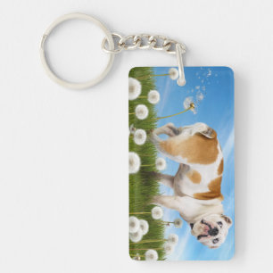 Dog With Dandelion Key Ring