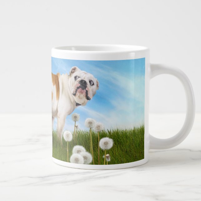 Dog With Dandelion Large Coffee Mug (Right)