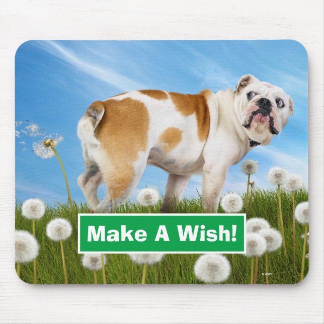 Dog With Dandelion Mouse Mat (Front)