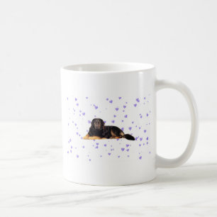 Dog with Falling purple Hearts Coffee Mug