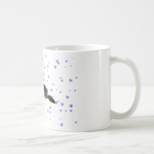 Dog with Falling purple Hearts Coffee Mug