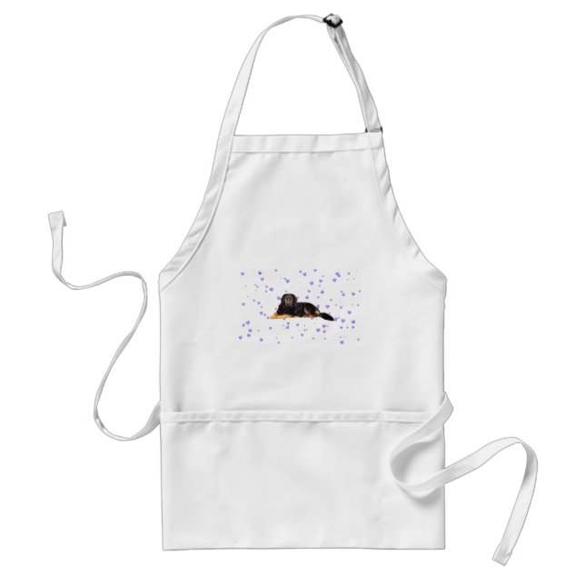 Dog with Falling purple Hearts Standard Apron (Front)
