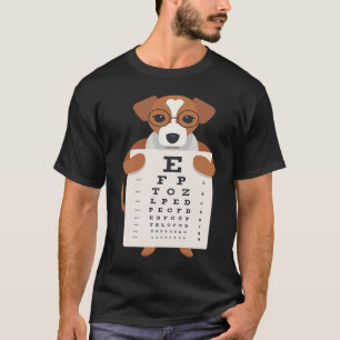 Dog with Glasses holding an Eye Chart T-Shirt