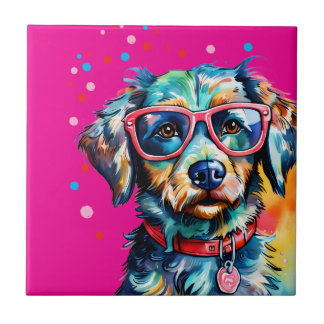 Dog with Glasses Tile