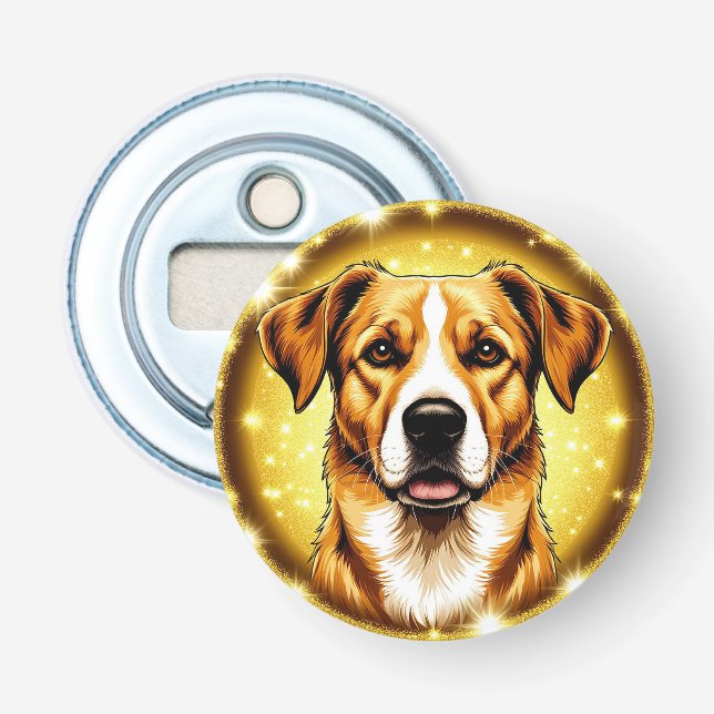Dog with Golden Background Bottle Opener (Front)