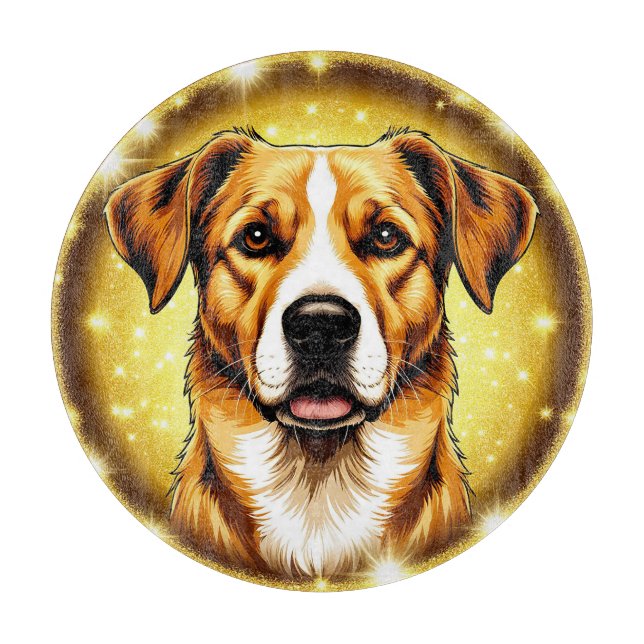 Dog with Golden Background Cutting Board (Front)