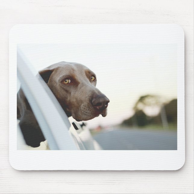 Dog with head out of a car window mouse mat (Front)