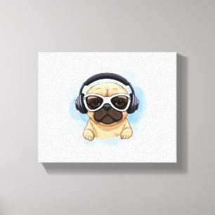 Dog With Headphones 2 Canvas Print
