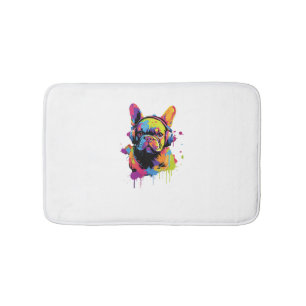 Dog with Headphones Colourful Bath Mat