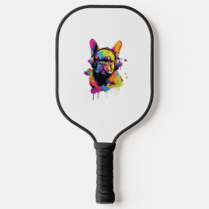 Dog with Headphones Colourful   Pickleball Paddle