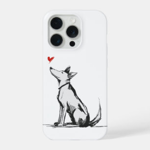 Dog with Heart – Minimal Love Animal Sketch iPhone 15 Pro Case