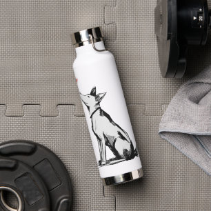 Dog with Heart – Minimal Love Animal Sketch Water Bottle