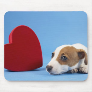 Dog with heart mouse mat