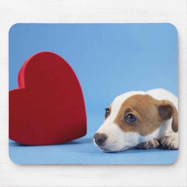 Dog with heart mouse mat (Front)