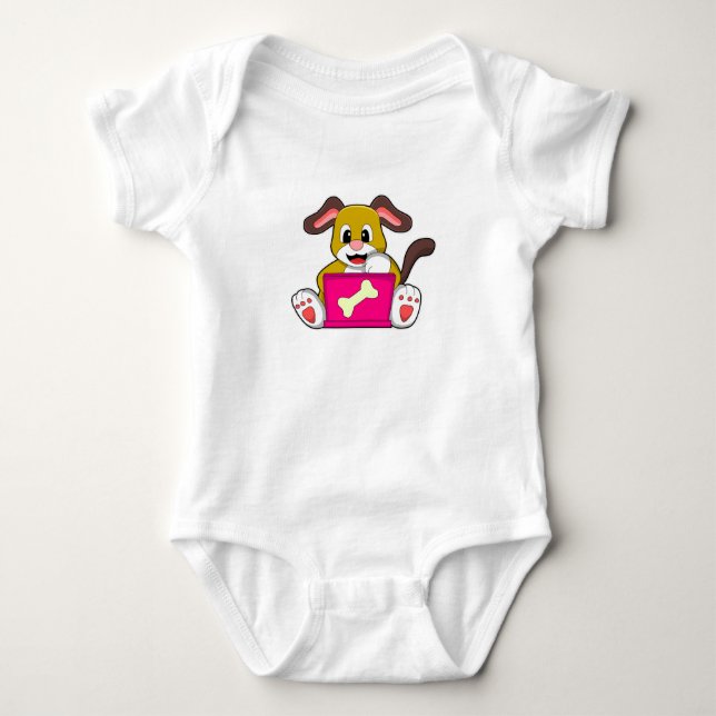 Dog with Laptop Baby Bodysuit (Front)