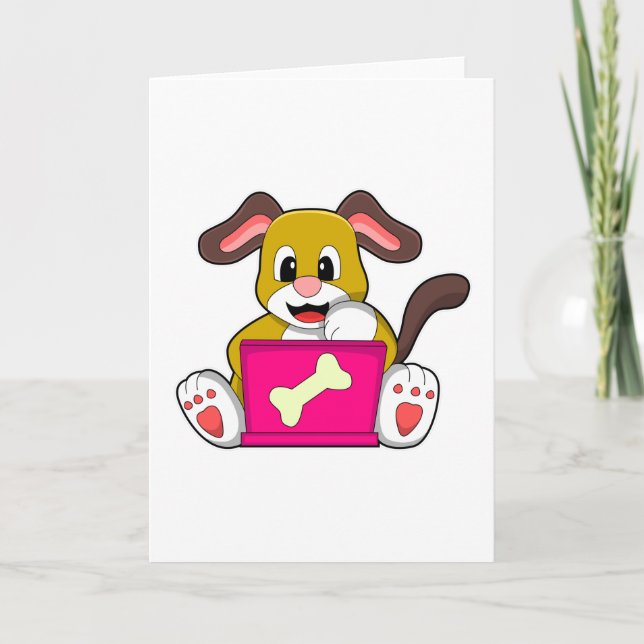 Dog with Laptop Card (Front)