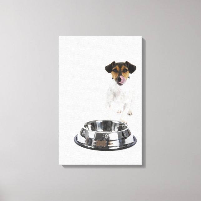 Dog with Large Bowl Canvas Print (Front)