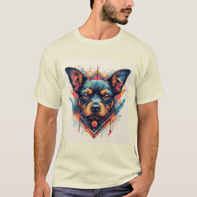 Dog with Modern Abstract Design T-Shirt (Front)