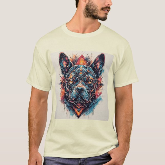 Dog with Modern Abstract Design T-Shirt (Front)
