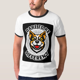Dog with Motivational Text "Dare to Be Different" T-Shirt